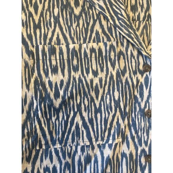 Pilcro anthropologie Button Up short sleeve casual blue geometric medium blouse - Picture 3 of 9